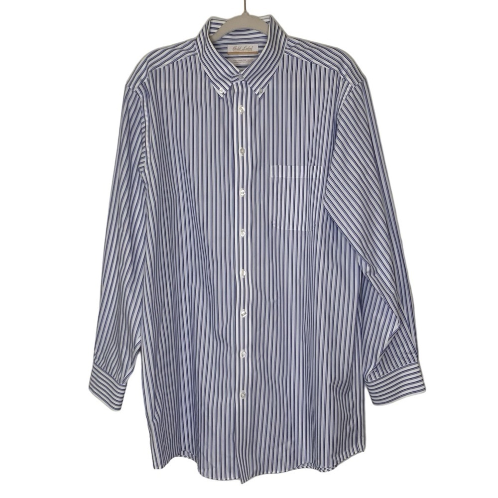 Roundtree and Yorke Gold Label blue & white stripe dress shirt. Size 16.5 36/37T